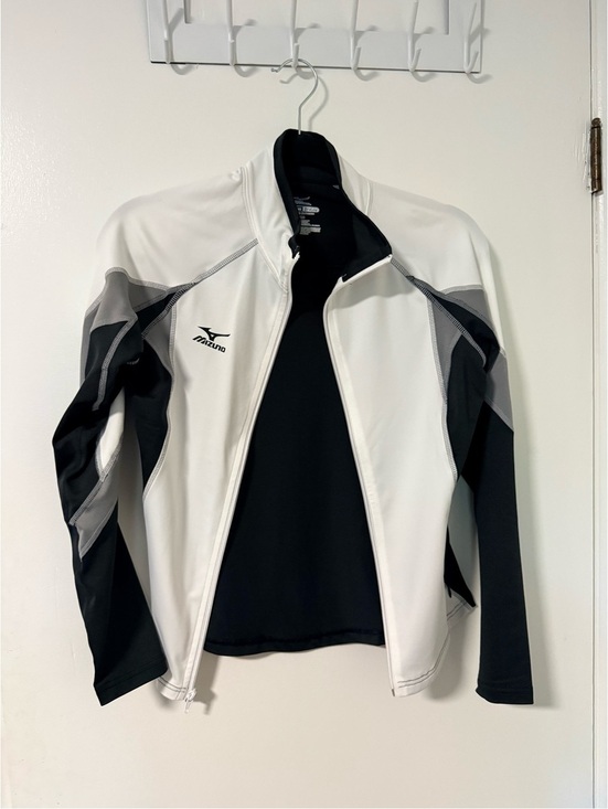 Mizuno Jackets & Blazers - Mizuno White Black & Gray Athletic Full-Zip Bomber Jacket